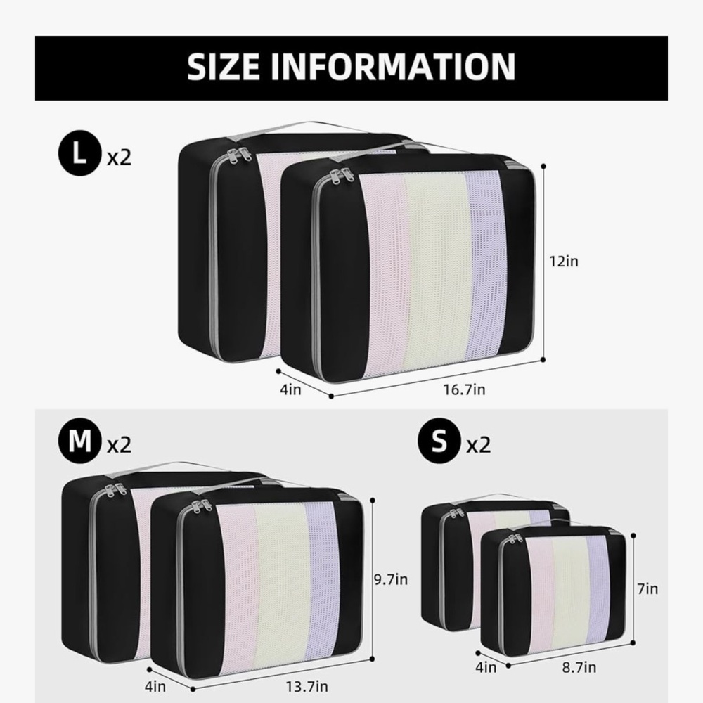 Amazon Multi-Color Packing Cube Set - Picture 3 of 6